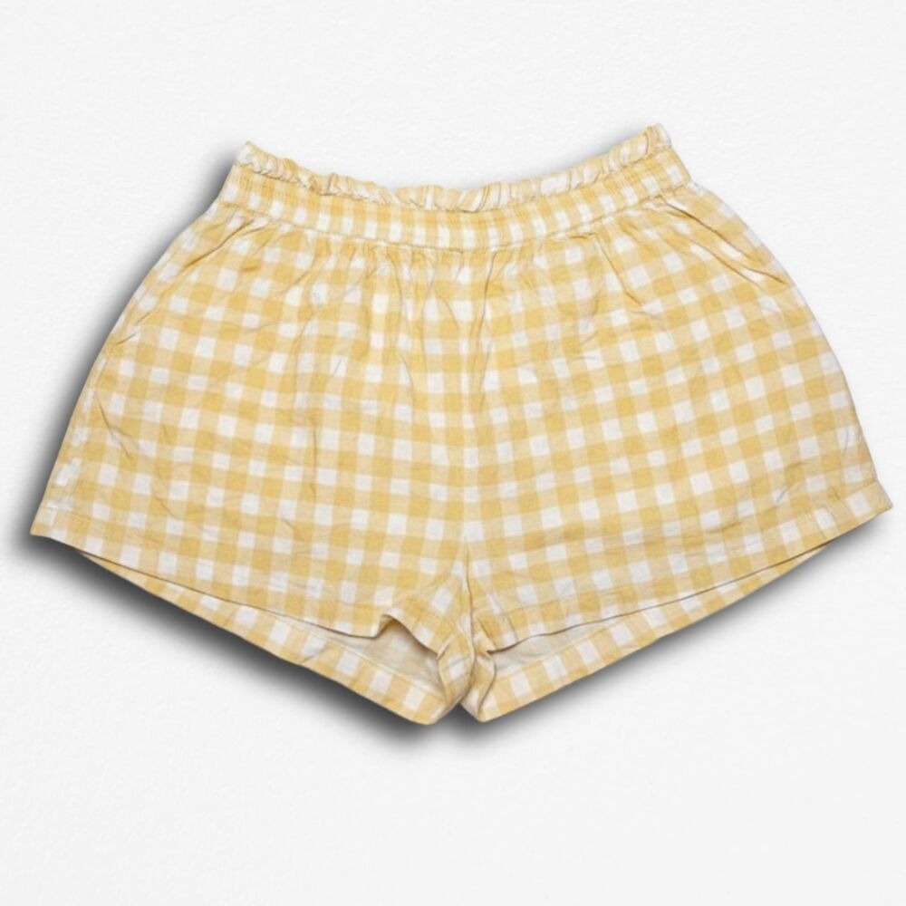 Cleobella Organic Cotton Gingham Ruffle Waist Shorts